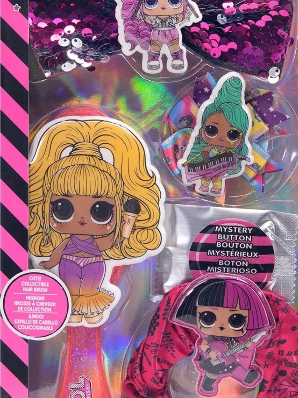 L.O.L. Surprise! Pink & Purple Sequin Doll Hair Brush and Party Accessories Set